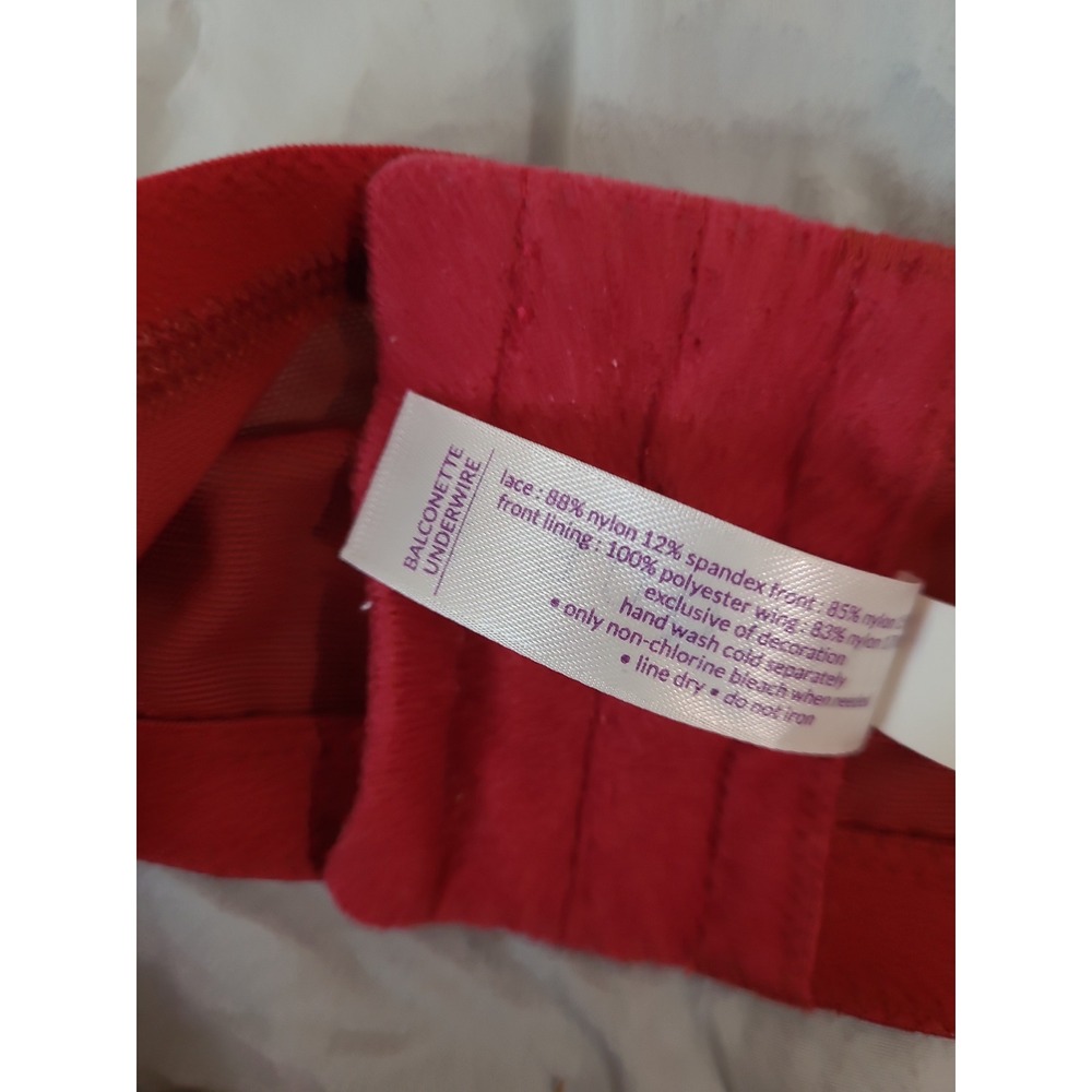 Cacique  burgandy Red Lace Bra SZ 42DD underwire‎ lightly padded high neck girly - Picture 5 of 11
